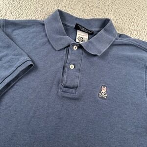 Psycho Bunny Polo Shirt Mens 6 Pima Cotton Blue Embroidered Bunny Classic Logo